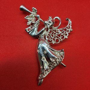 Angel Playing Trumpet Christmas Pin Brooch